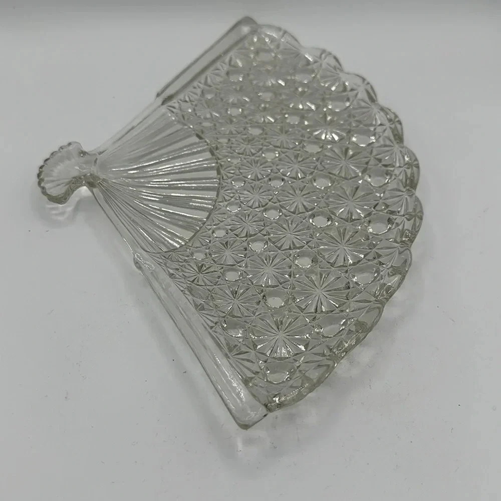 Vintage glass fan-shaped serving or trinket tray